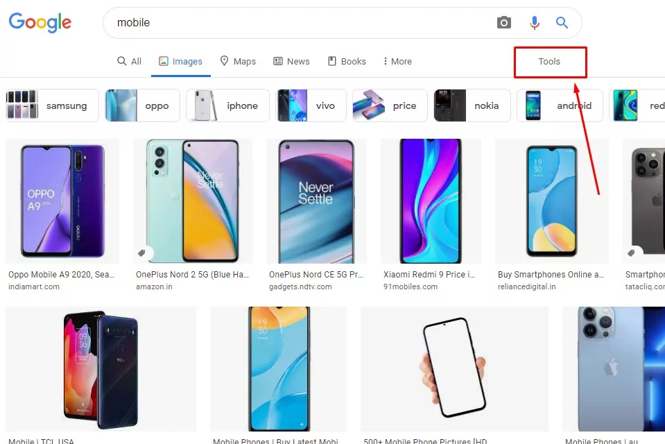 google image advance search option