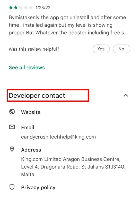Google Play Devloper Contact