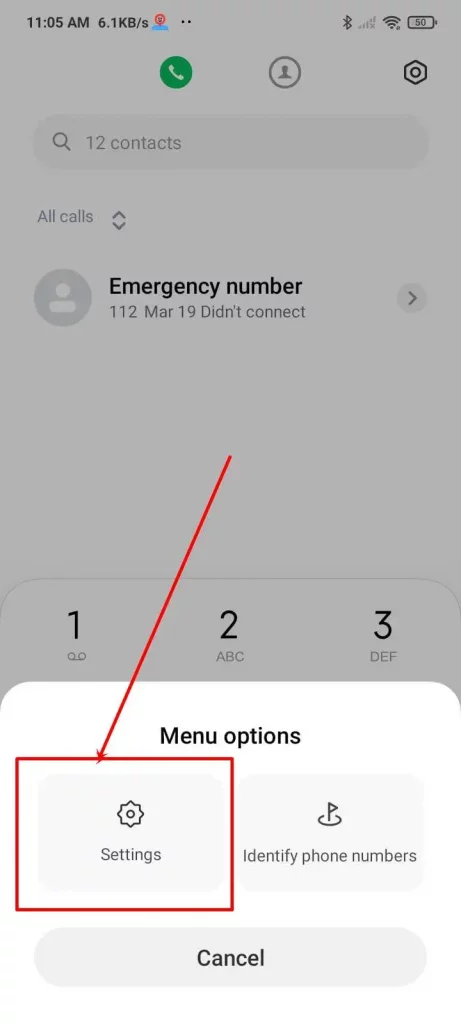 Call settings Option