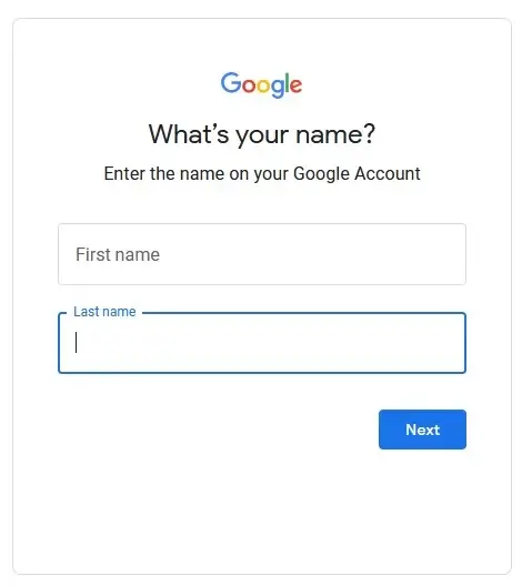 Enter First Name and last name