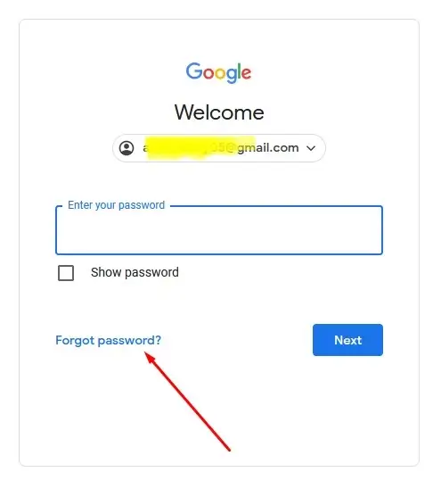 Forgoting Gmail Password by Clicking Forgot password