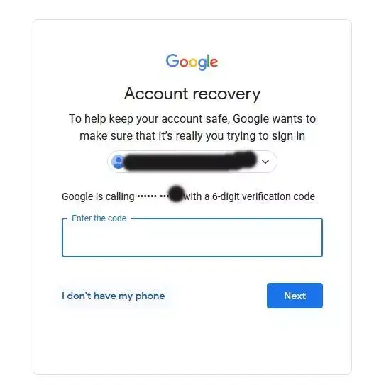Gmail Password Reset by calling