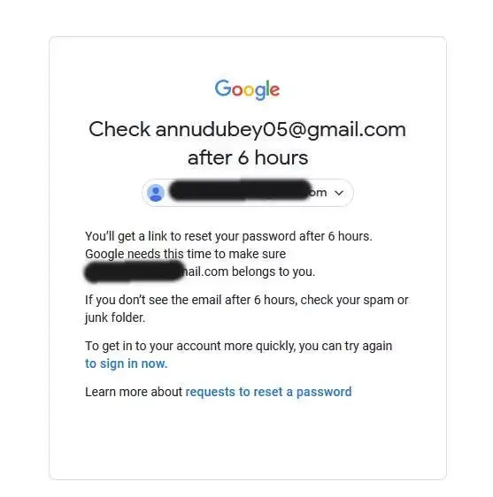 Gmail Password Reset after Google Review