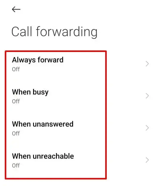 condition for call forward