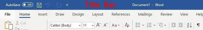 ms word title bar